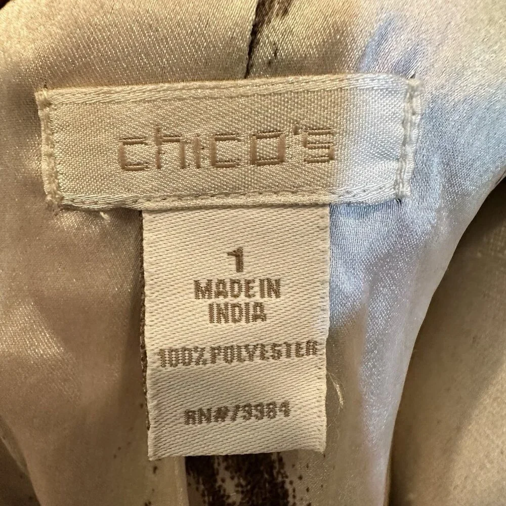 Chicos Blazer Jacket Women’s Size 1 Light Green Metallic Silky Raw Edge - Picture 7 of 15